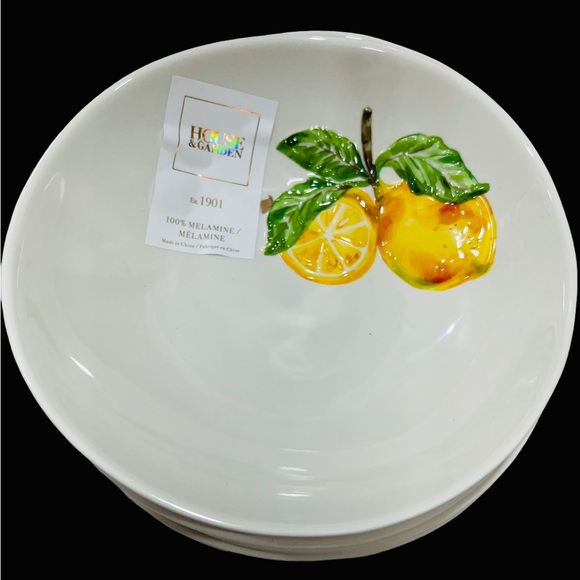 New Set of 6 House & Garden LEMON Heavy MELAMINE soup cereal Bowls - Picture 1 of 1